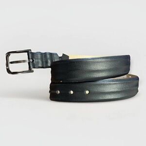 Mezlan Men's Calfskin Black  Leather Belt Size 36 Made In Spain Silver Details